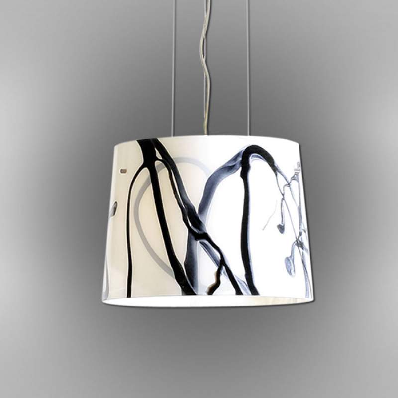 Zwarte en witte hanglamp Maris van glas