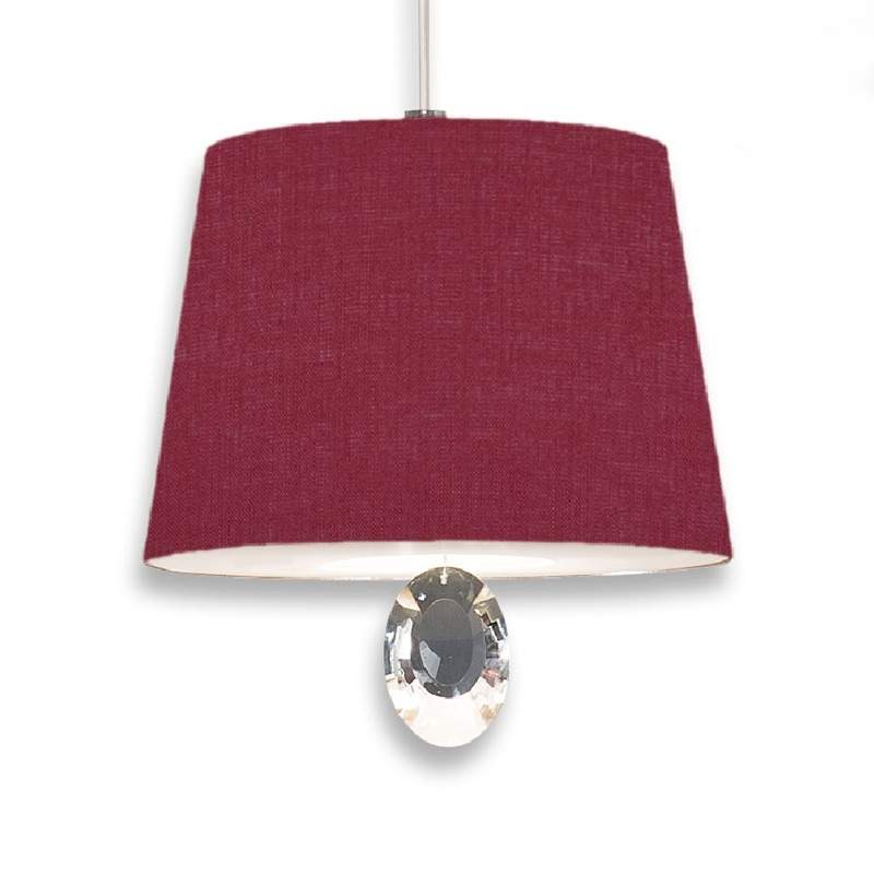 Hanglamp Gilda met loodkristal, 20 cm, donkerrood