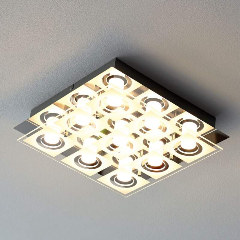 LED plafondlamp Polygon met negen lampen