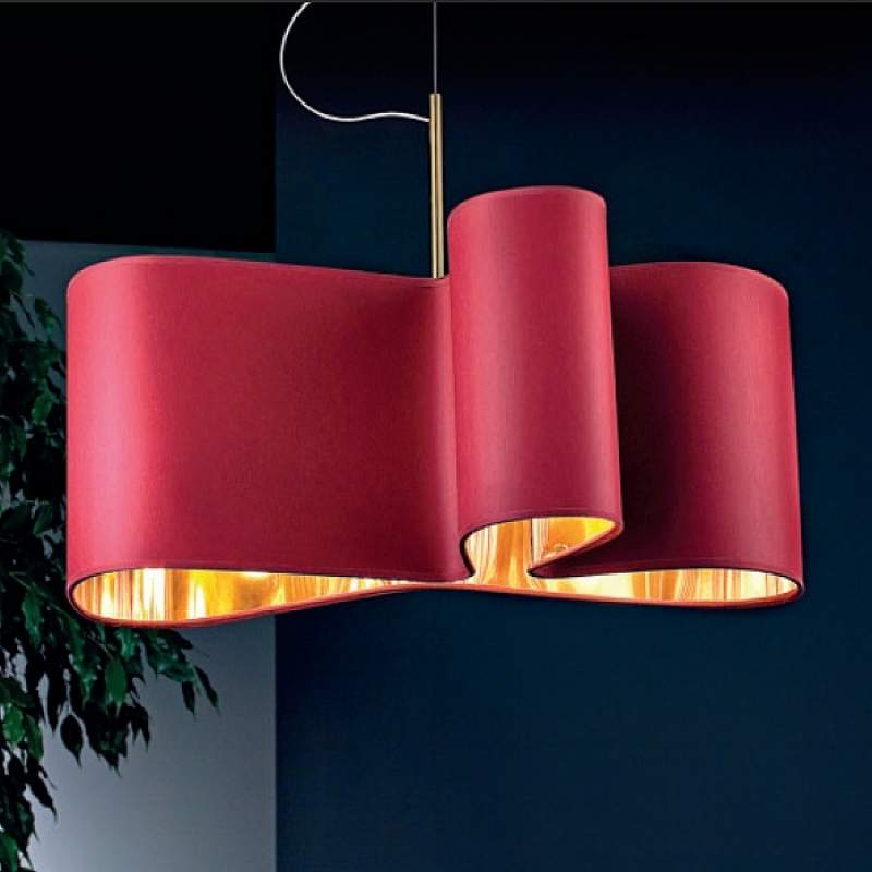 Zwierige hanglamp Mugello, rood met goudkleur