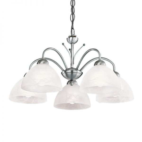 Chroomkleurige hanglamp MILANESE, 5-lichts