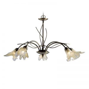 Klassieke hanglamp LILY, 5-lichts, oud-messing