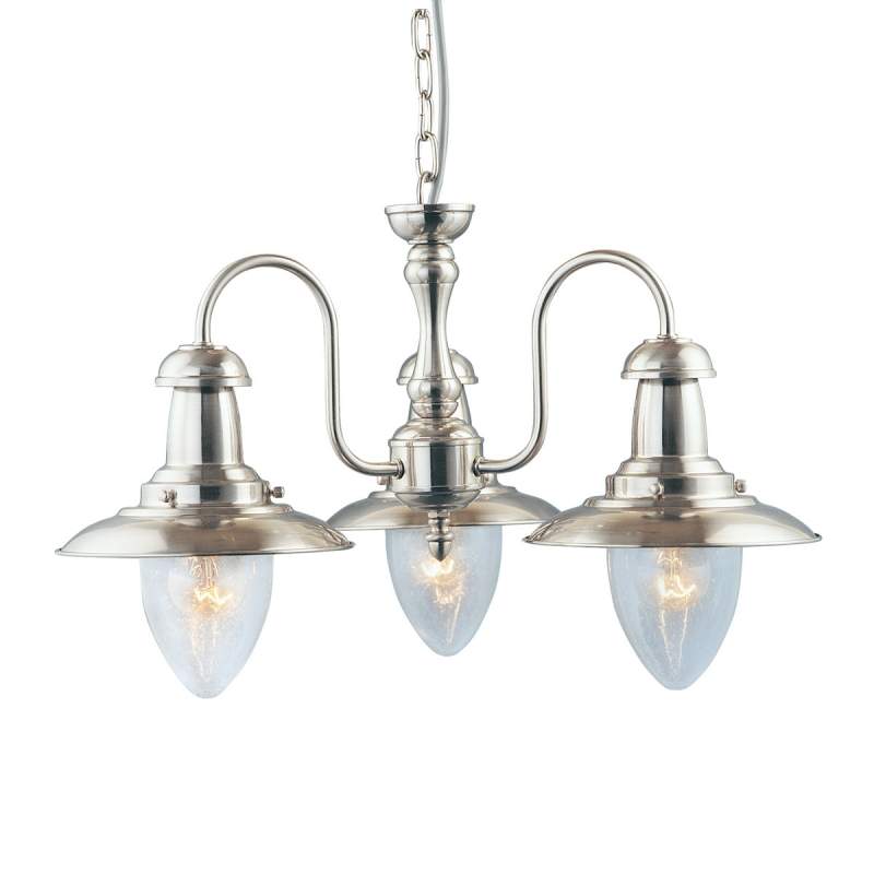 Maritieme hanglamp FISHERMAN, zilver gesatineerd