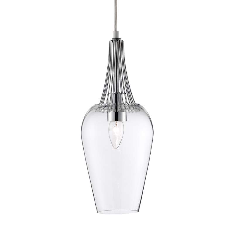 Glazen hanglamp Whisk met chroom elementen