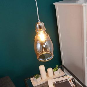 Cognackleurige hanglamp Olsson in vintage look