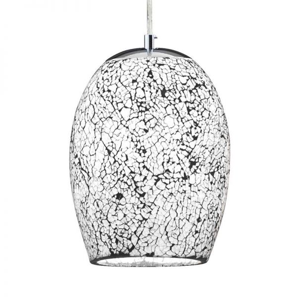 Witte chroom hanglamp Crackle