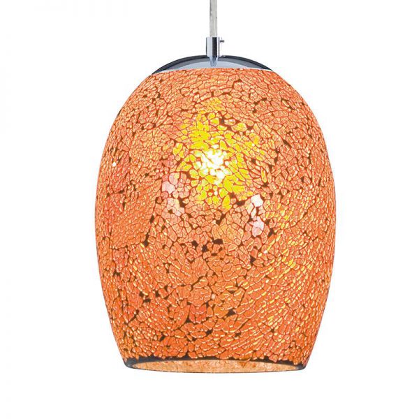 Hanglamp Crackle in oranje chroom