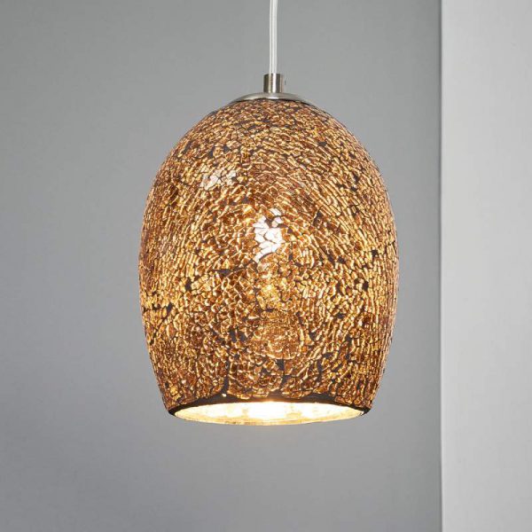 Mozaïek hanglamp Crackle chroom brons