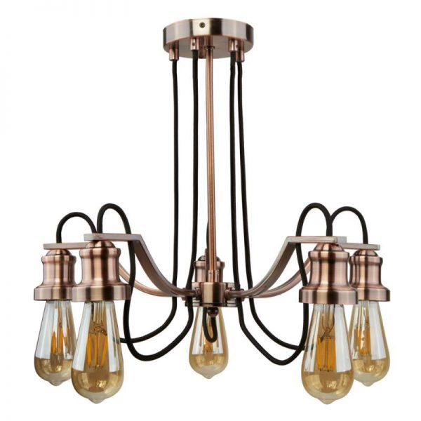 Extravagante hanglamp Celi 5-lamps antiek koper