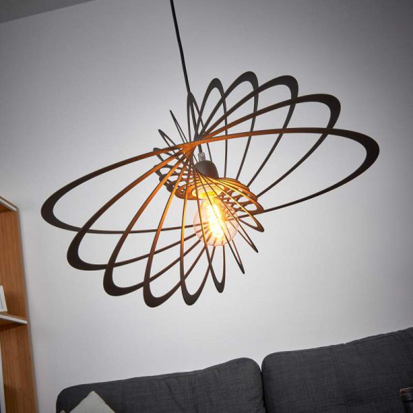 Zwarte hanglamp Planet, 61 cm