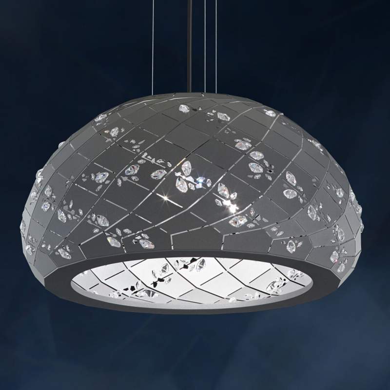 Apta - hanglamp met Kristallen, 53 cm, grijs
