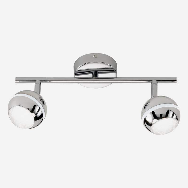 Plafondlamp Groove met led, 2-lichts, chroom