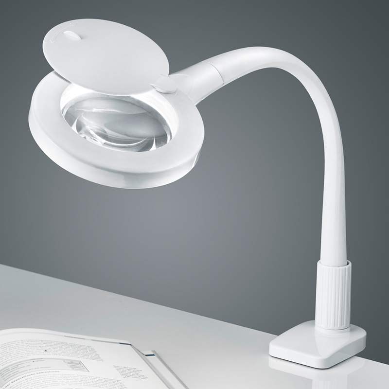 In wit - LED vergrootglas klemlamp Lupo