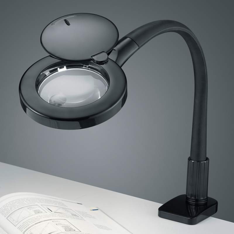 Vergrootglas LED klemlamp Lupo in zwart