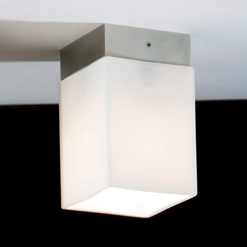 Korte plafondlamp QUADRO BOX SHORT, mat nikkel