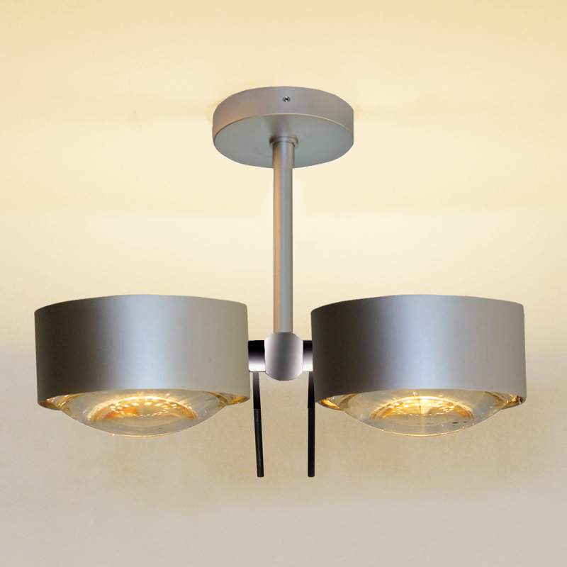 2-lichts plafondlamp PUK SIDES, mat chroom, 10 cm
