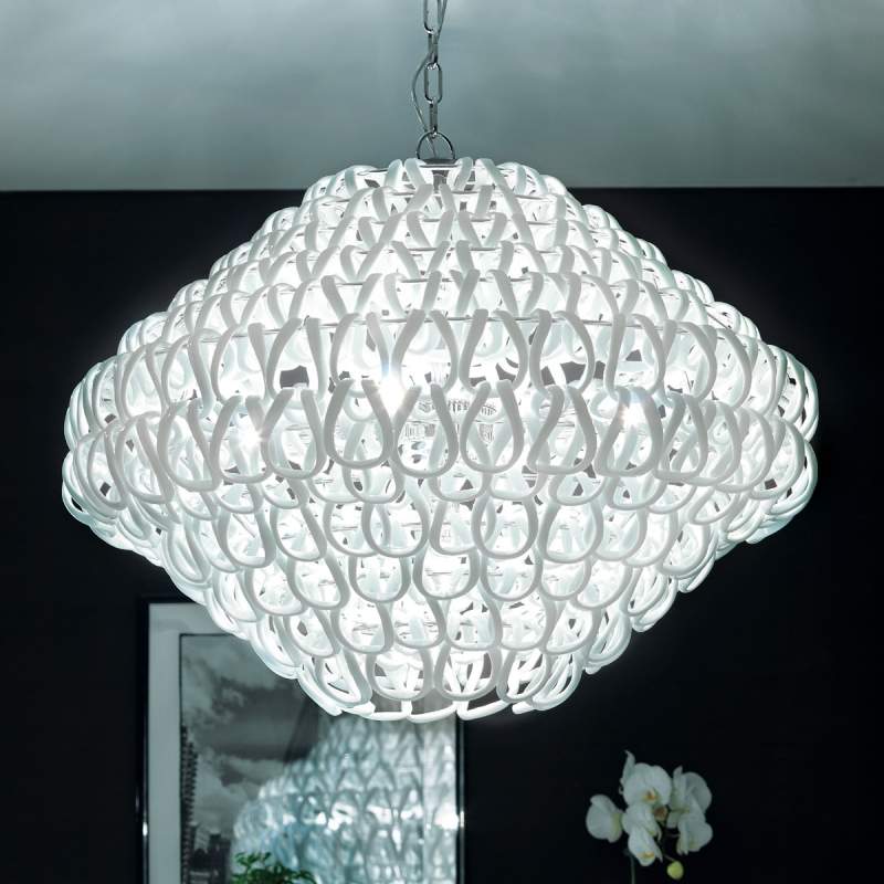 Kristalglazen hanglamp GIOGALI, wit