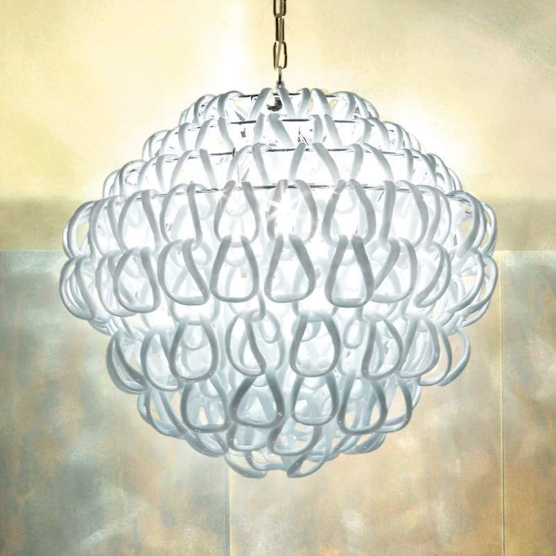 Kristalglazen hanglamp GIOGALI, 50 cm, wit