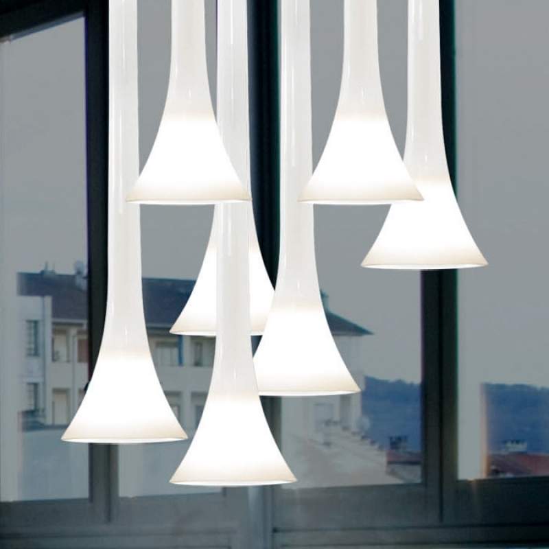 SISSI elegante hanglamp, 5-lichts, wit