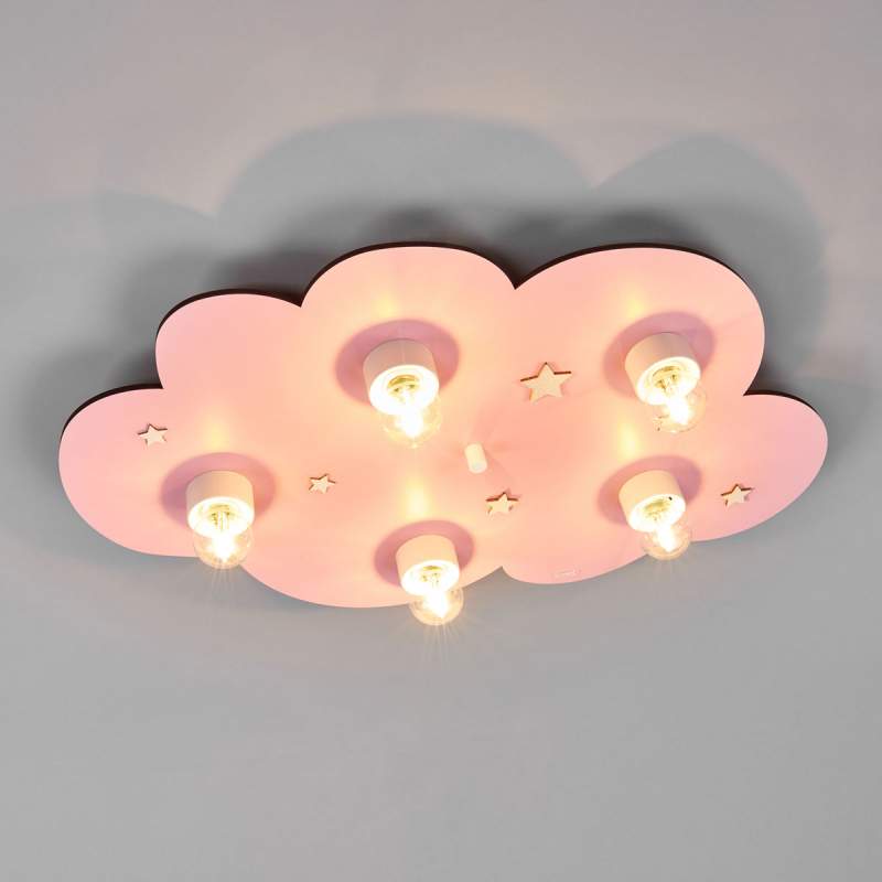 Fantastische kinderplafondlamp WOLK roze