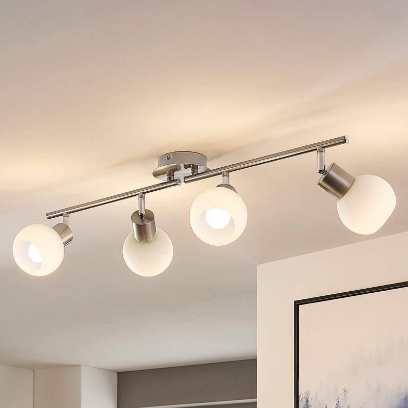 4-lichts LED-plafondlamp Elaina mat nikkel