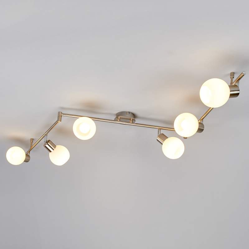 Elaina LED-plafondlamp, 6-lichts mat nikkel
