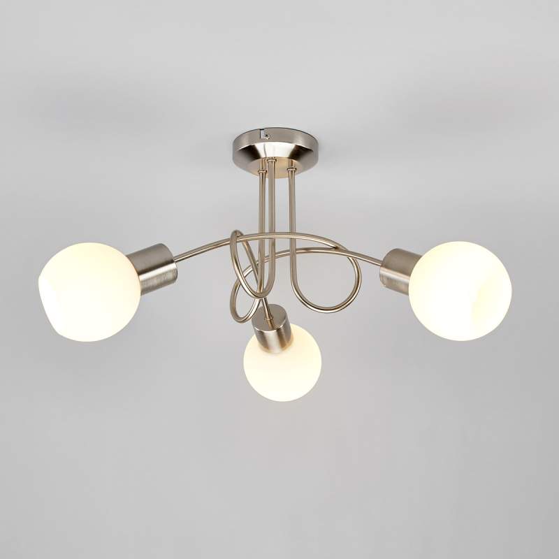 3-lichts LED-plafondlamp Elaina, mat nikkel