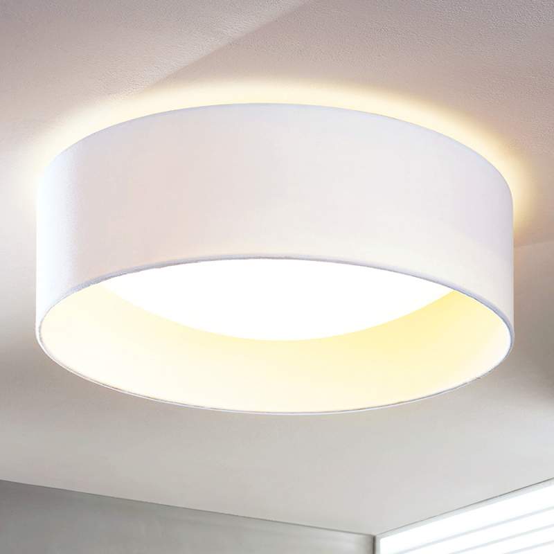 Sierlijke stoffen LED-plafondlamp Franka in wit