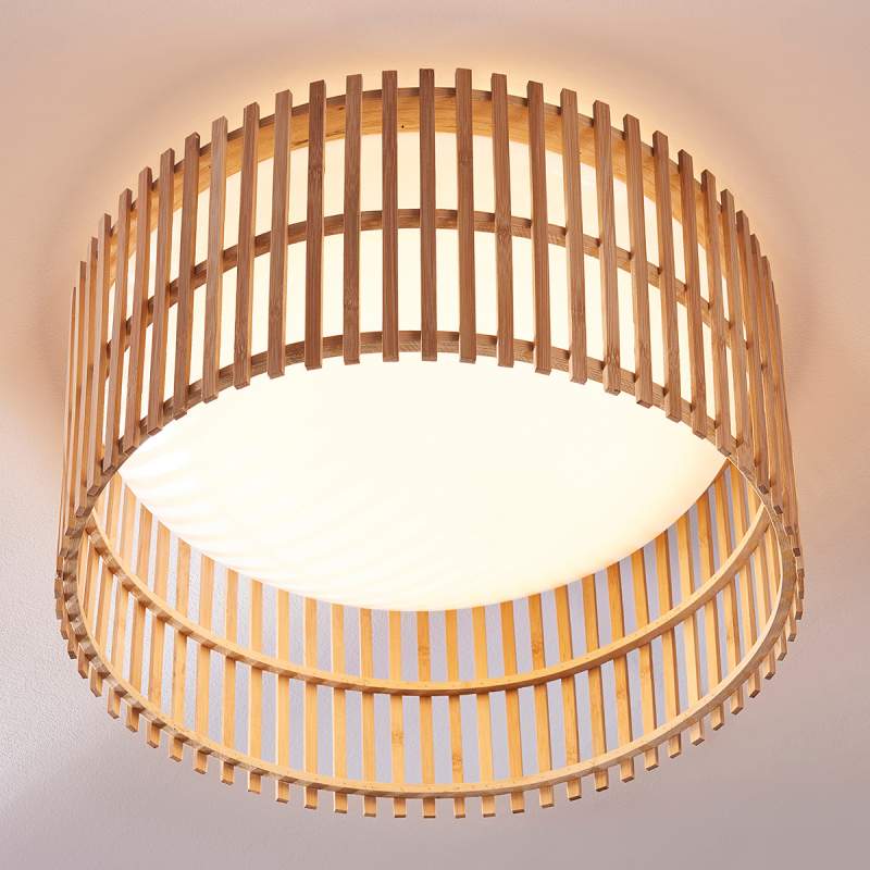 Geweldige LED plafondlamp Leja met bamboestaven