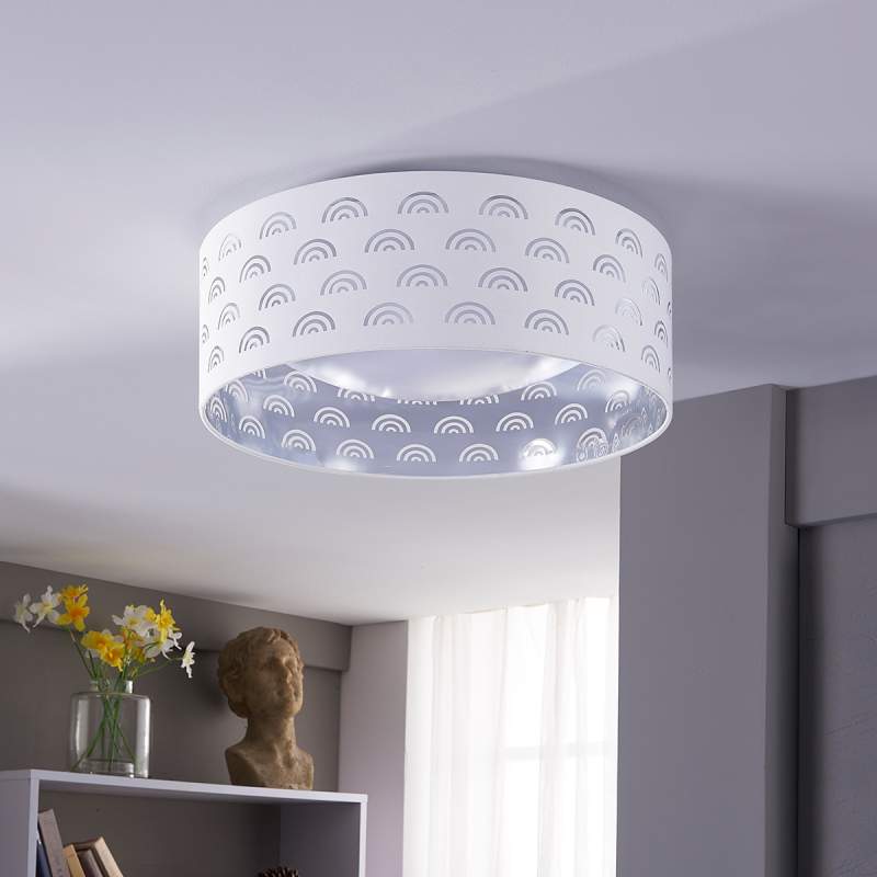 LED plafondlamp Jorunn in wit, binnenkant zilver