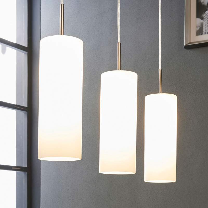 Vinsta - hanglamp met wit glas en drie lichtbr.