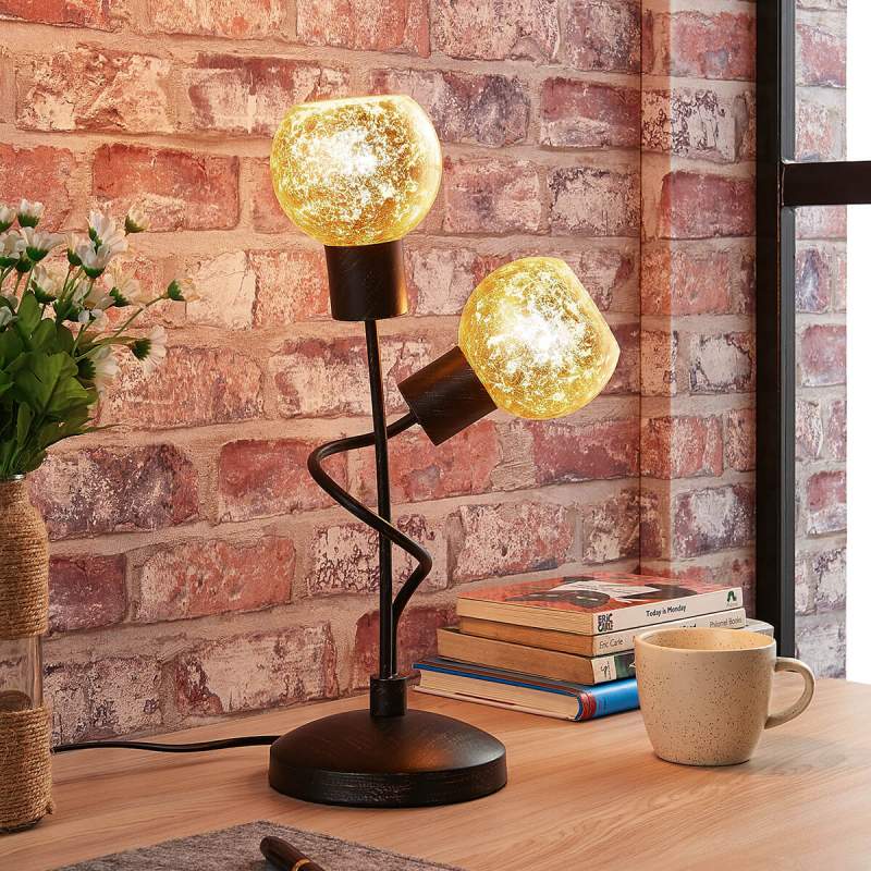 Julien - 2.lamps tafellamp met goud glas