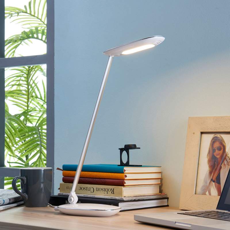 Witte LED bureaulamp Verena, USB-aansluiting