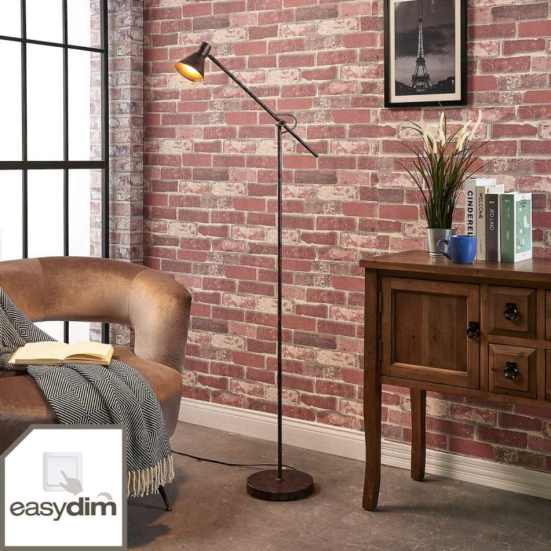 Easydim LED vloerlamp Zera, roestkleuren en goud