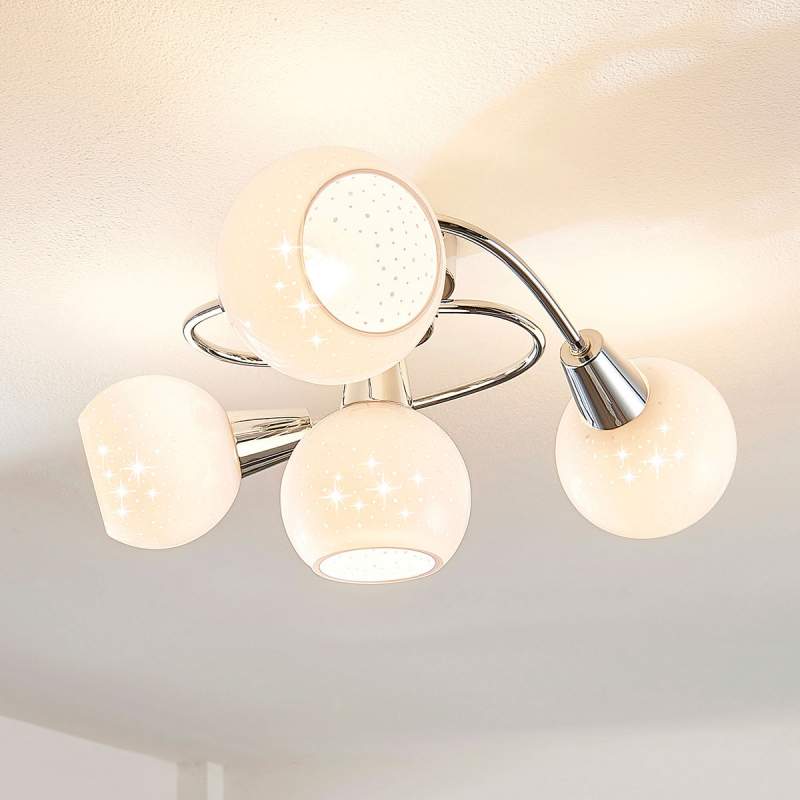 Benedikt - LED plafondlamp met glanzend wit glas