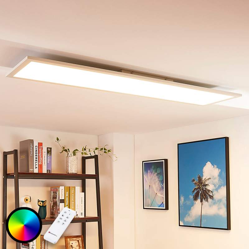 Langwerpig LED plafondlamp Tinus, RGB en warmwit