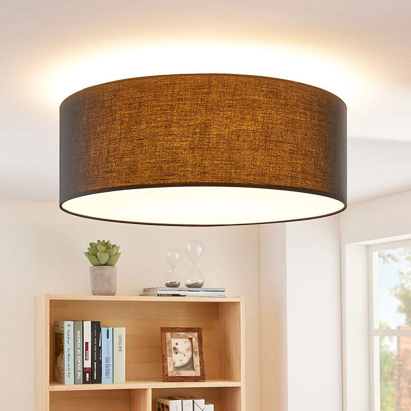 Ronde, zwarte LED plafondlamp Dora, dimbaar