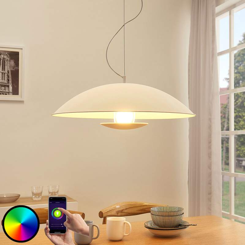 Witte LED hanglamp Arthur, E27 RGB