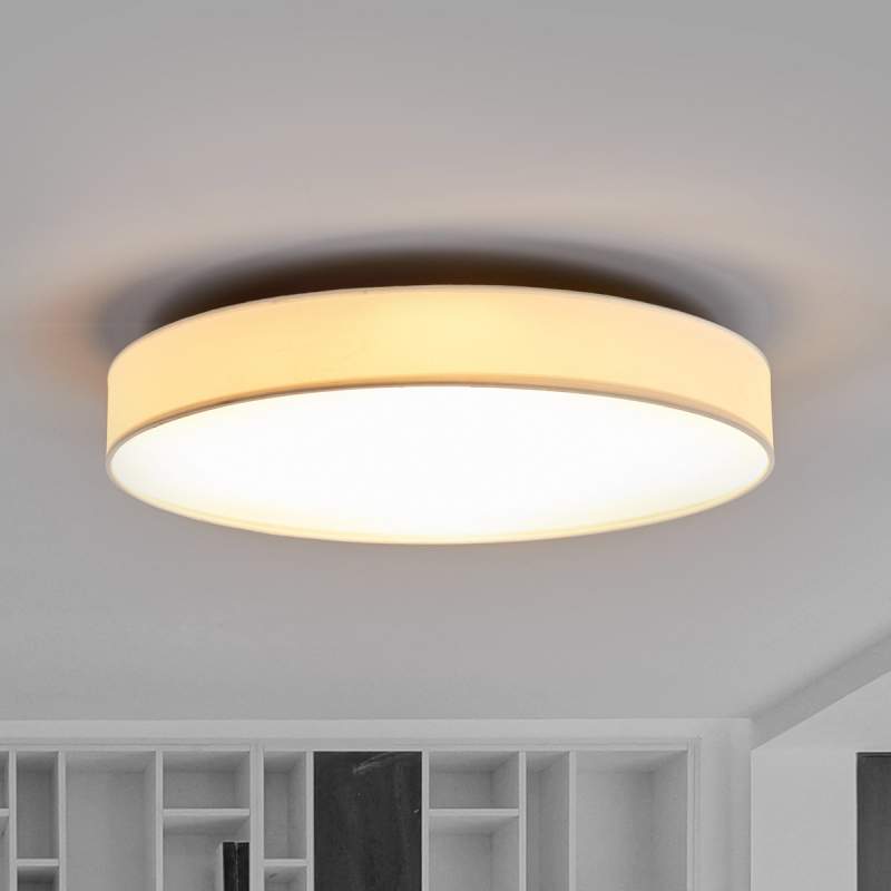Grote, witte LED plafondlamp Saira uit textiel