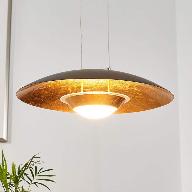 Aantrekkelijke LED hanglamp Yasien, zwart-goud