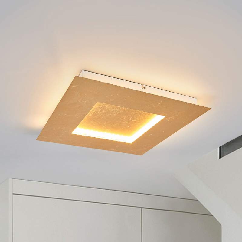 Vierkante LED plafondlamp Lolina in goud