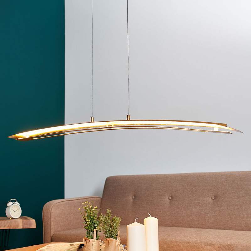 Langwerpige LED hanglamp Lolina in goud