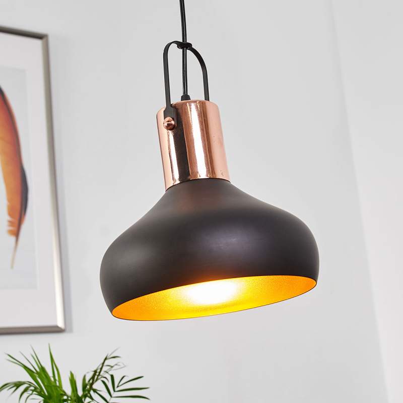 Mooie hanglamp Batu, zwart en goud