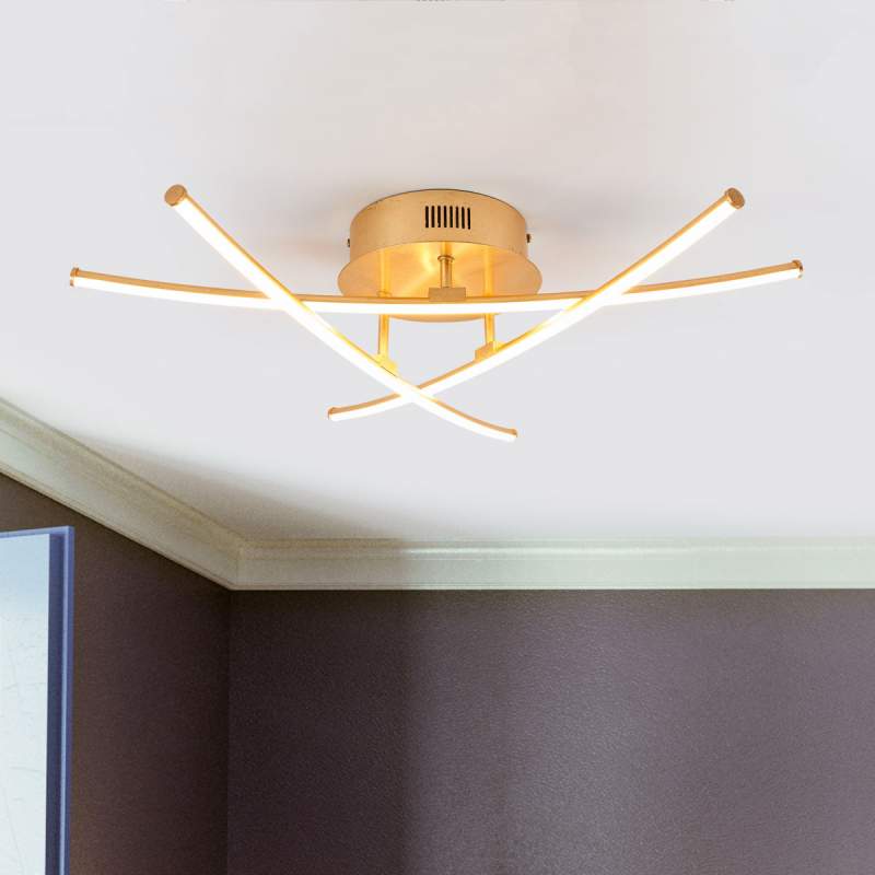 Puristische led plafondlamp Yael goud, 3-lichts
