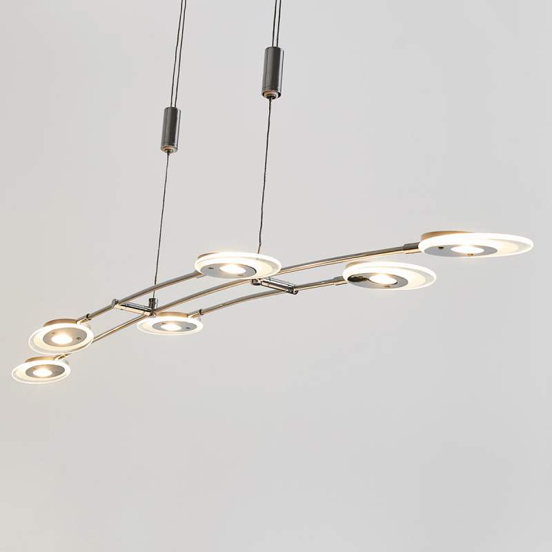 LED hanglamp Alecia met zes lampjes, hoogteverst.