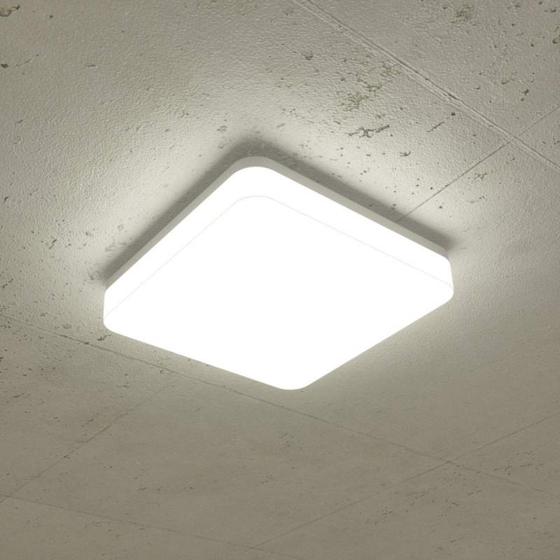 Hoekige LED plafondlamp Lenne, universeel wit