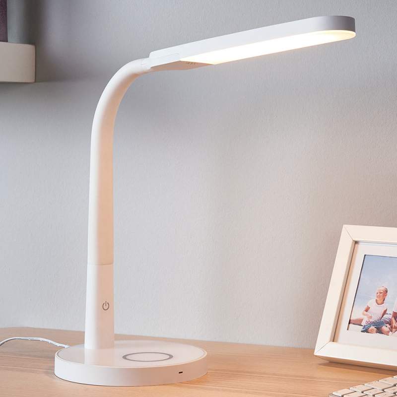 Witte led bureaulamp Maily, USB-aansluiting