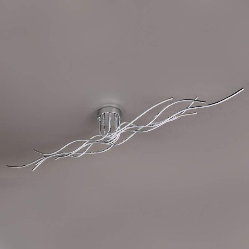 Golfvormige LED-plafondlamp Benett in chroom