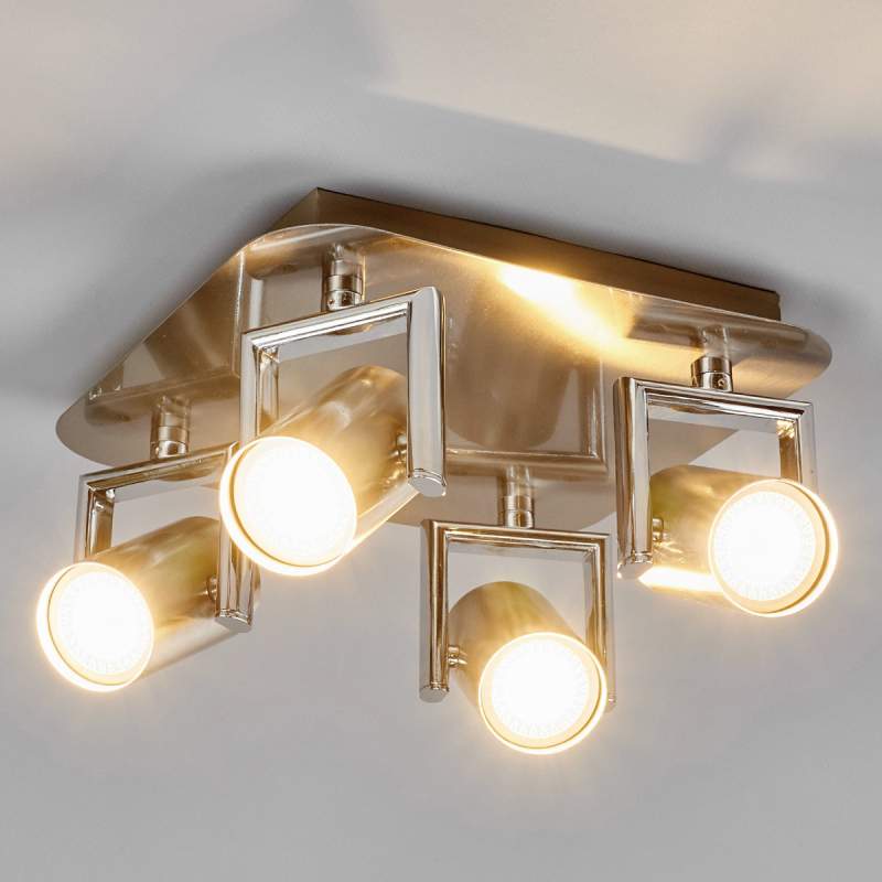 Nikkelkleurige LED-plafondspot Luciana, 4-lamps
