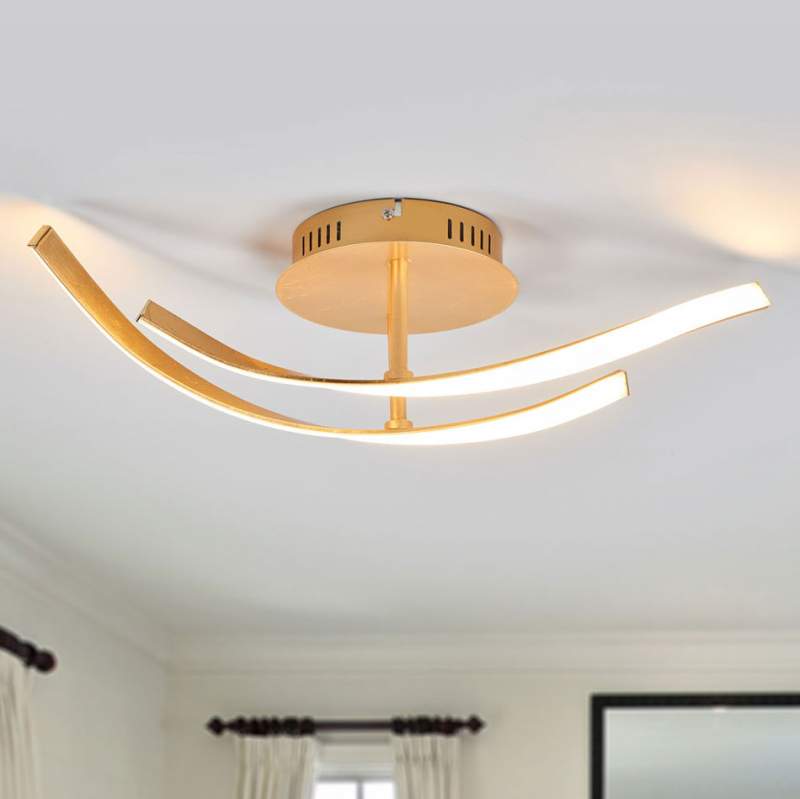 Gouden LED plafondlamp Milane, 2.lamps